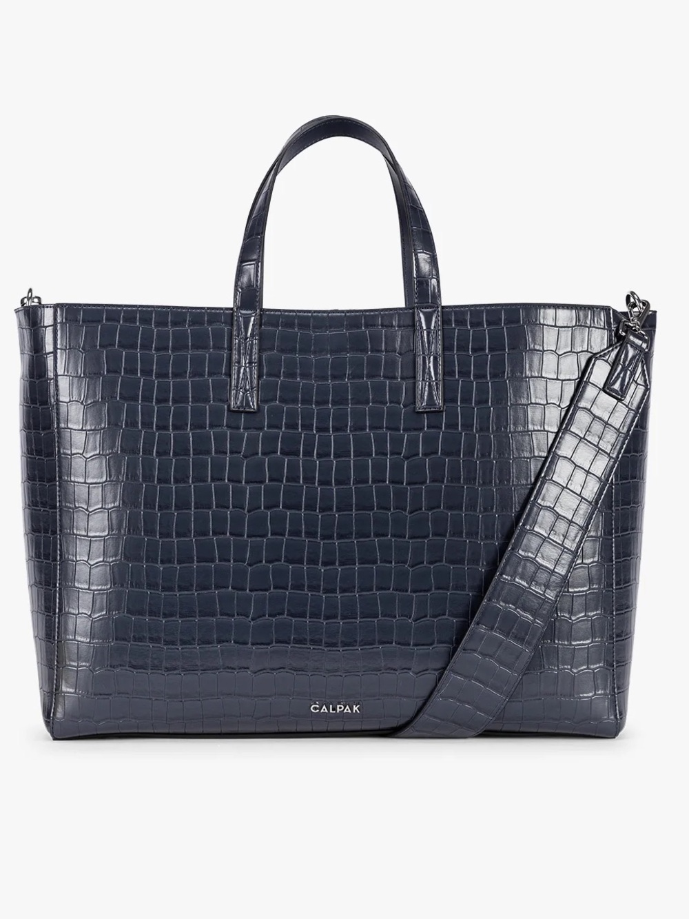 Calpak Haven 16" Laptop Tote in Croc Embossed Navy Croc Color NWT
